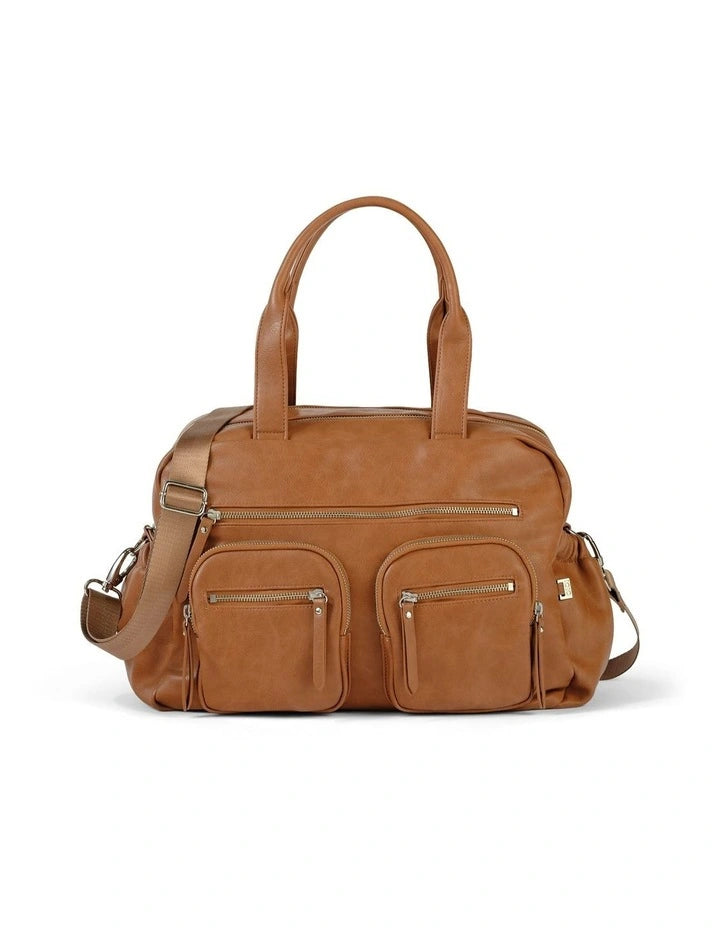 Carry All Nappy Bag Tan Vegan Leather