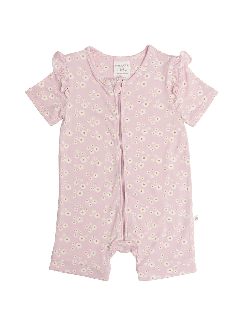 Onesie | Short Sleeve with Frill - Orchid Bloom