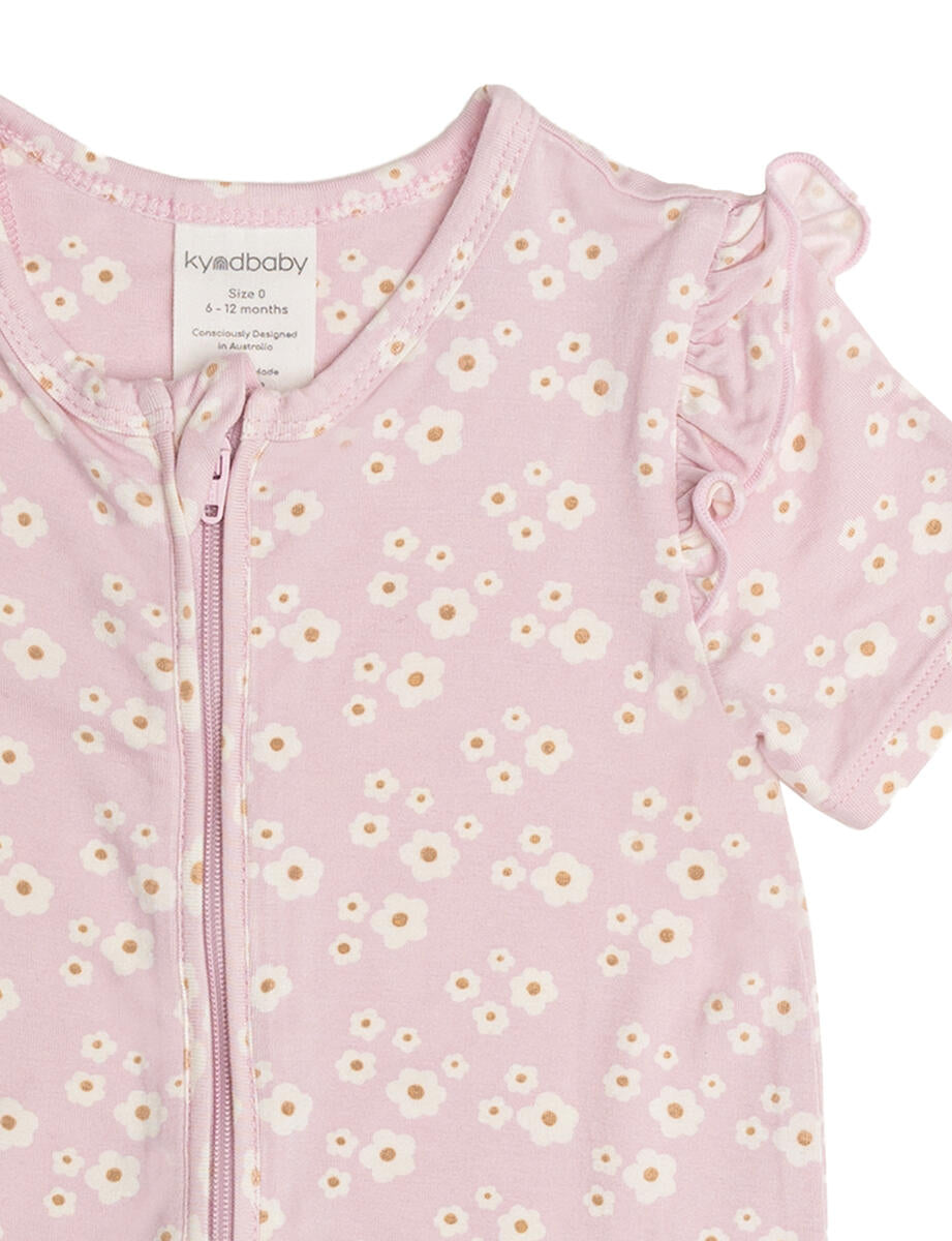 Onesie | Short Sleeve with Frill - Orchid Bloom