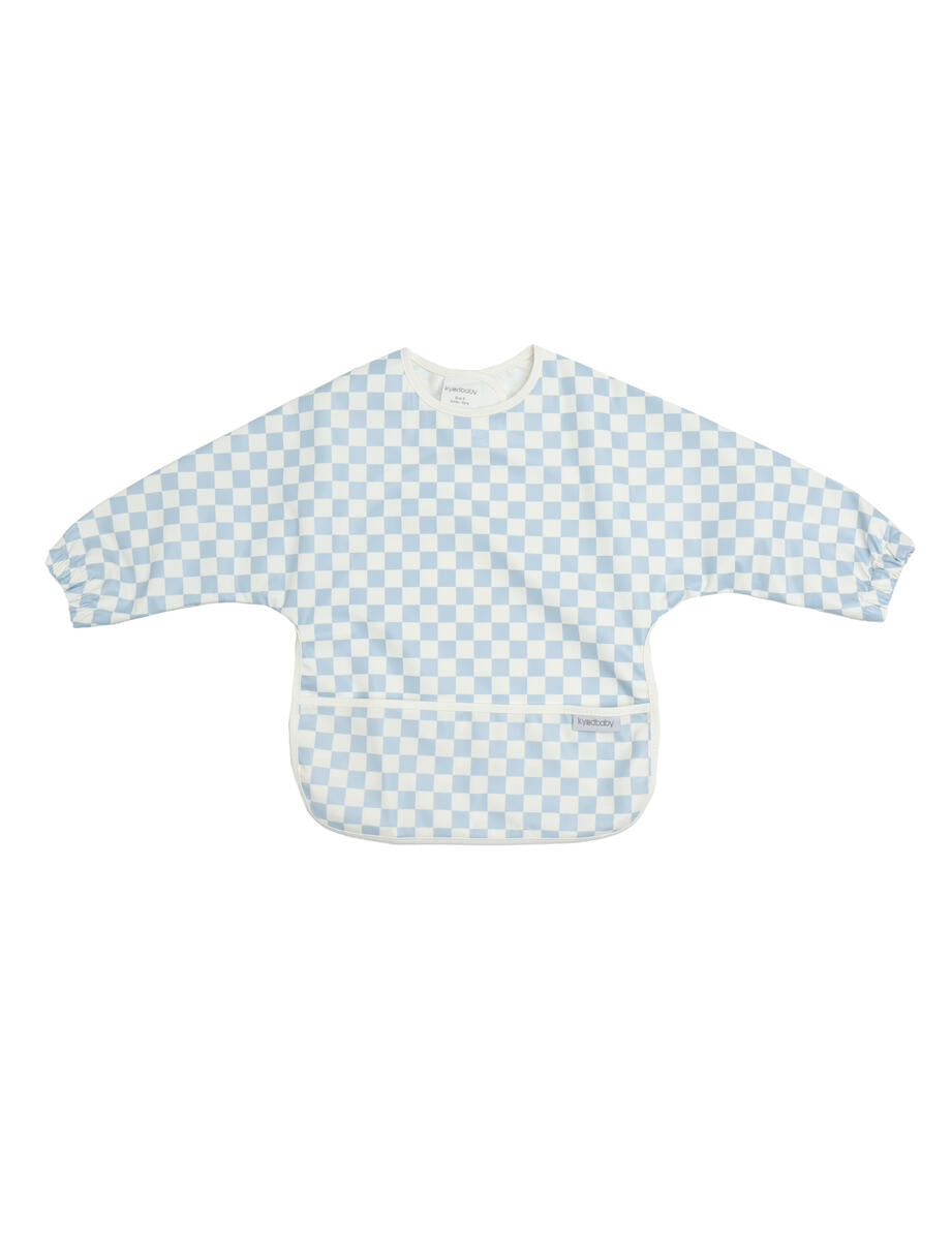 Messy Bib - Sky Blue Grid