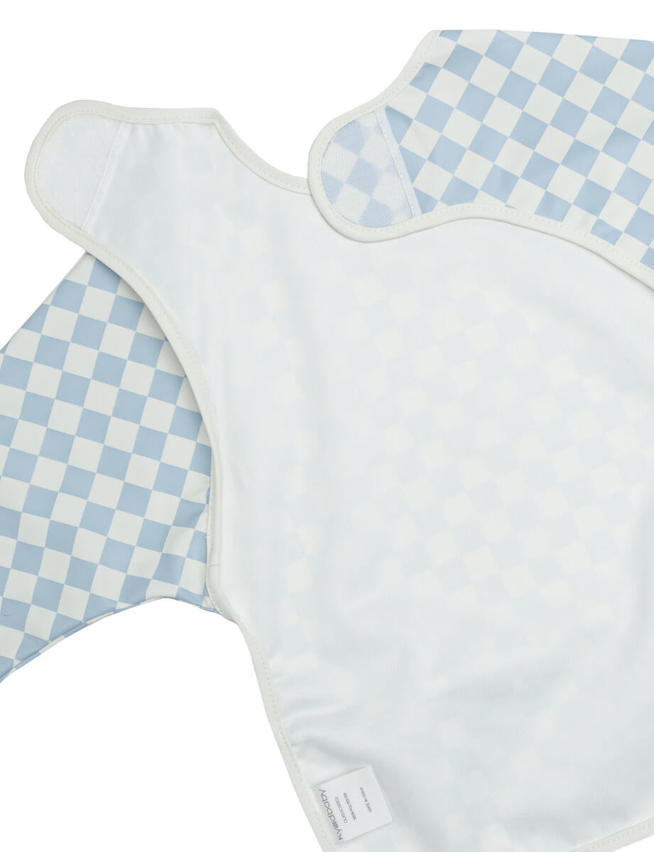 Messy Bib - Sky Blue Grid