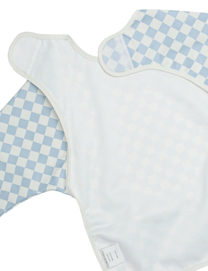 Messy Bib - Sky Blue Grid