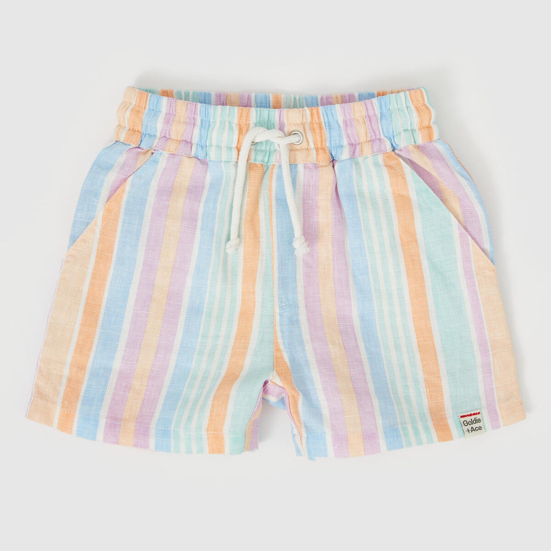 Shorts | Noah Linen - Pastel Stripe