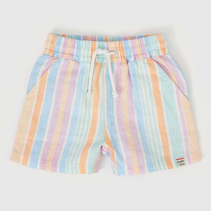 Shorts | Noah Linen - Pastel Stripe