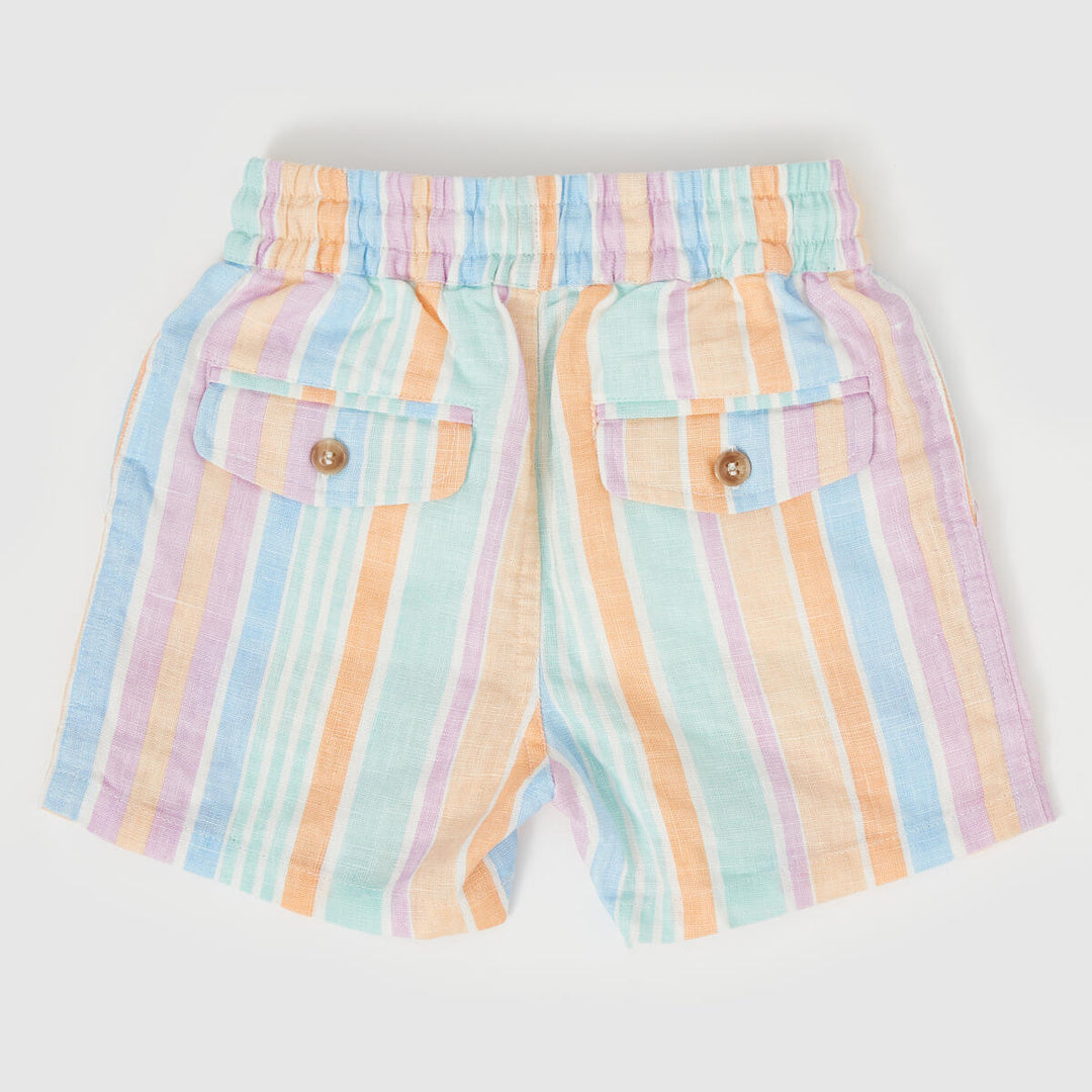 Shorts | Noah Linen - Pastel Stripe