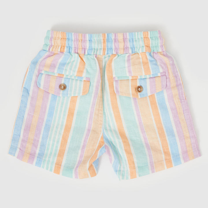 Shorts | Noah Linen - Pastel Stripe