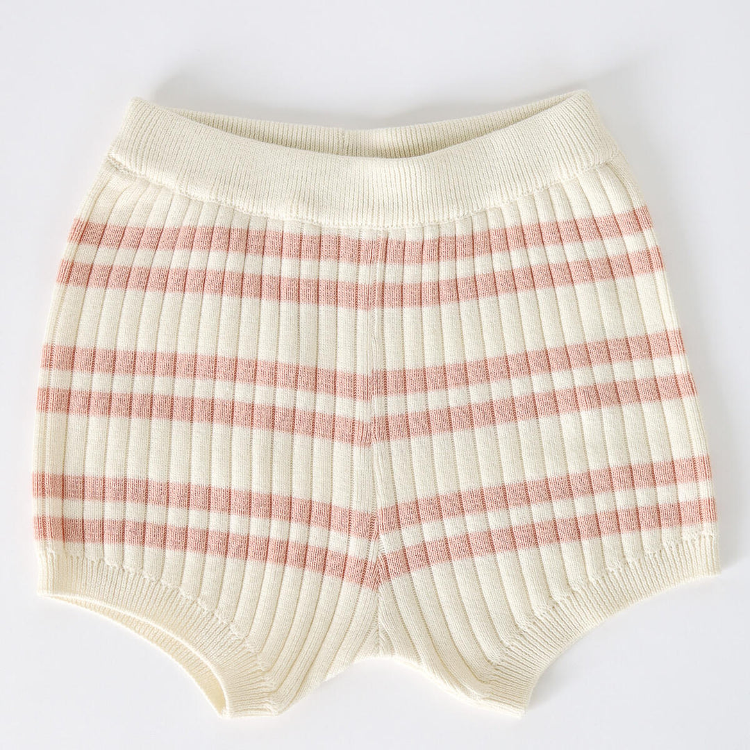 Shorts | Rib Knit - Pearl Stripe