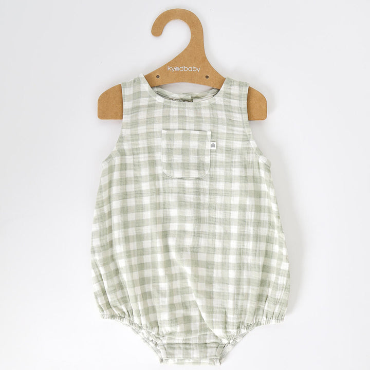 Romper | Sleeveless - Sage Gingham