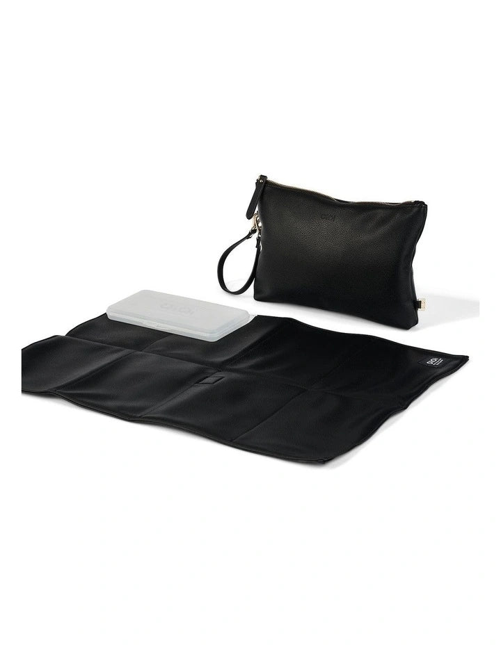 Nappy Changing Pouch - Black Vegan Leather