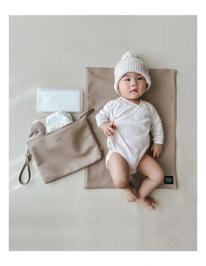 Nappy Changing Pouch - Oat Vegan Leather