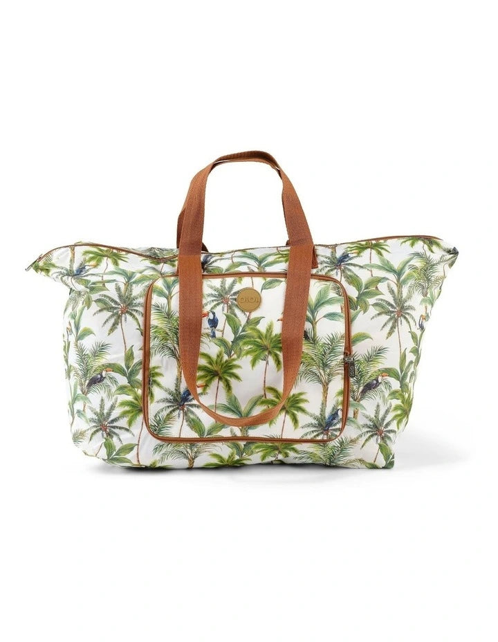 Fold-Up Tote - White Tropical