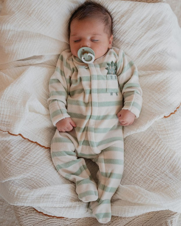 Onesie | Velour - LS Zip - Isaac Stripe