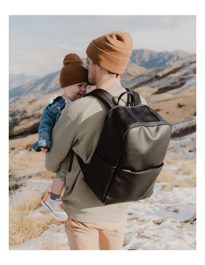 Nappy Backpack | Multitasker - Black Vegan Leather