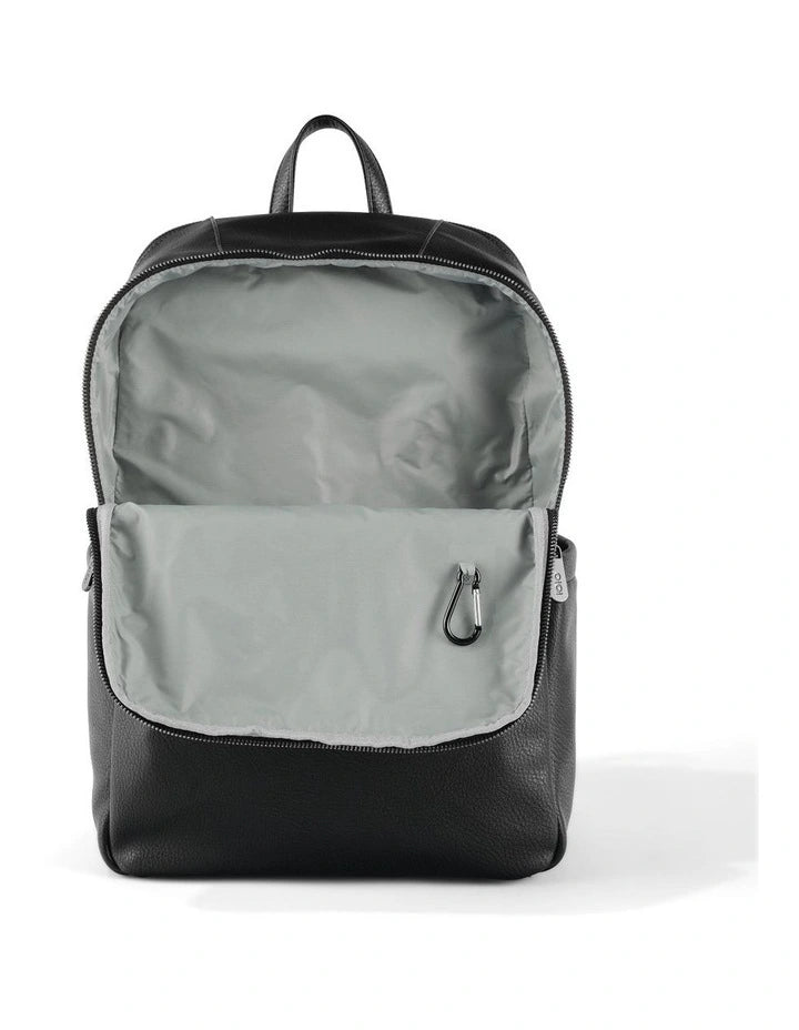 Nappy Backpack | Multitasker - Black Vegan Leather