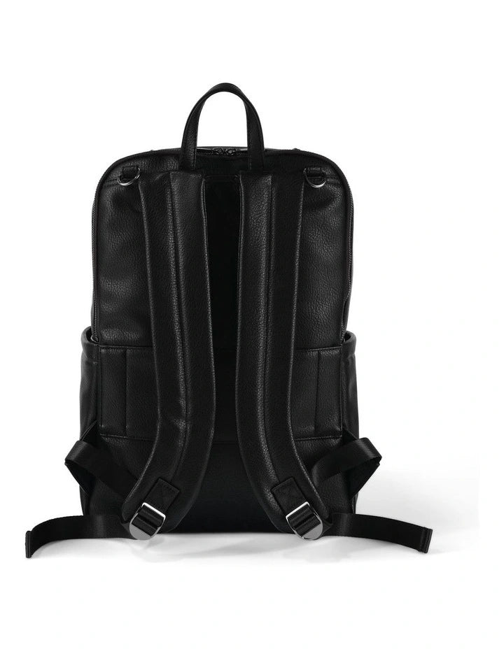 Nappy Backpack | Multitasker - Black Vegan Leather