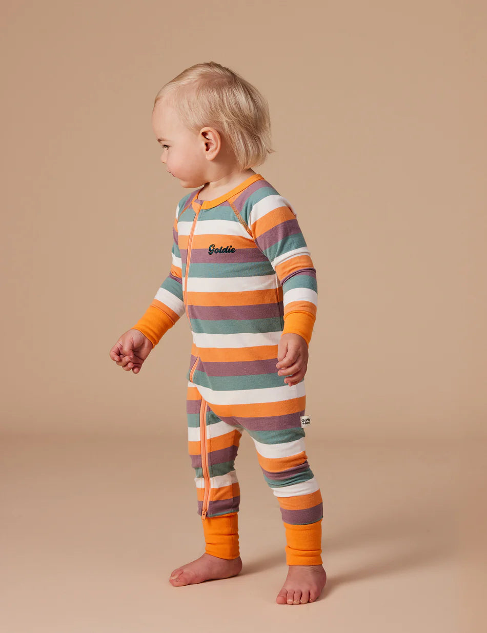 Zip Romper | Nostalgia Stripe - Golden Multi