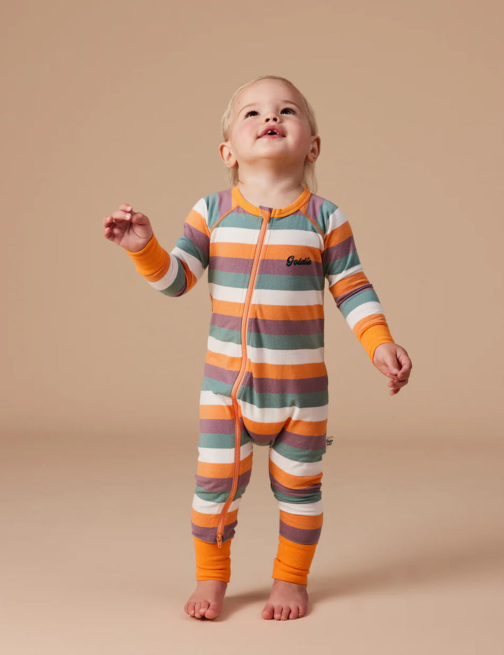 Zip Romper | Nostalgia Stripe - Golden Multi