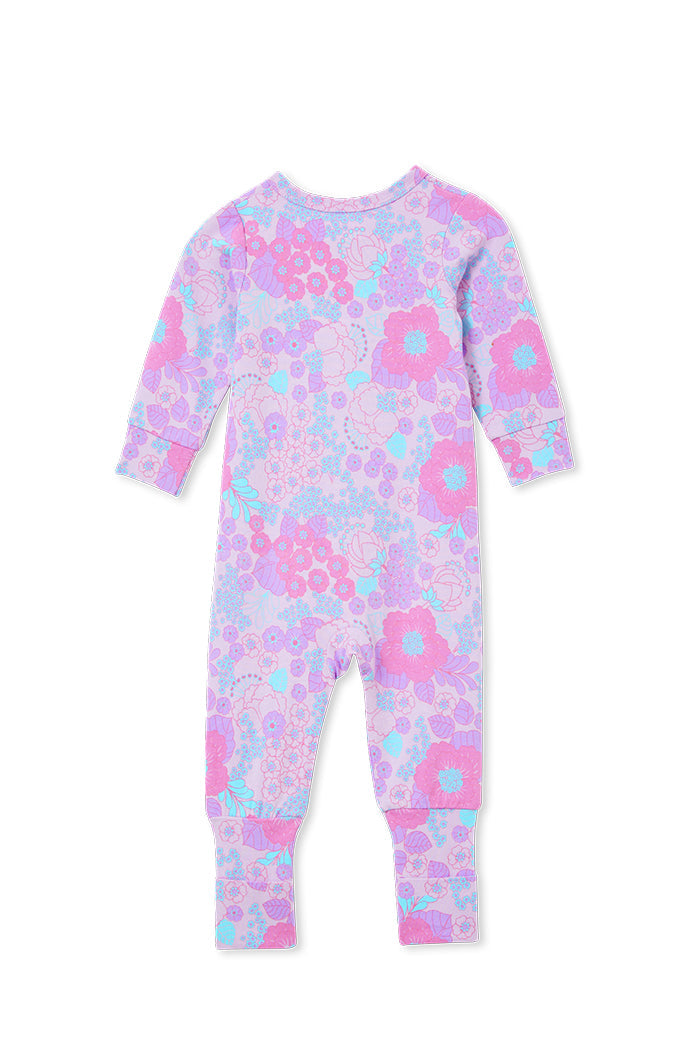 Romper | Zip - Pastel Lilac Flowerfield