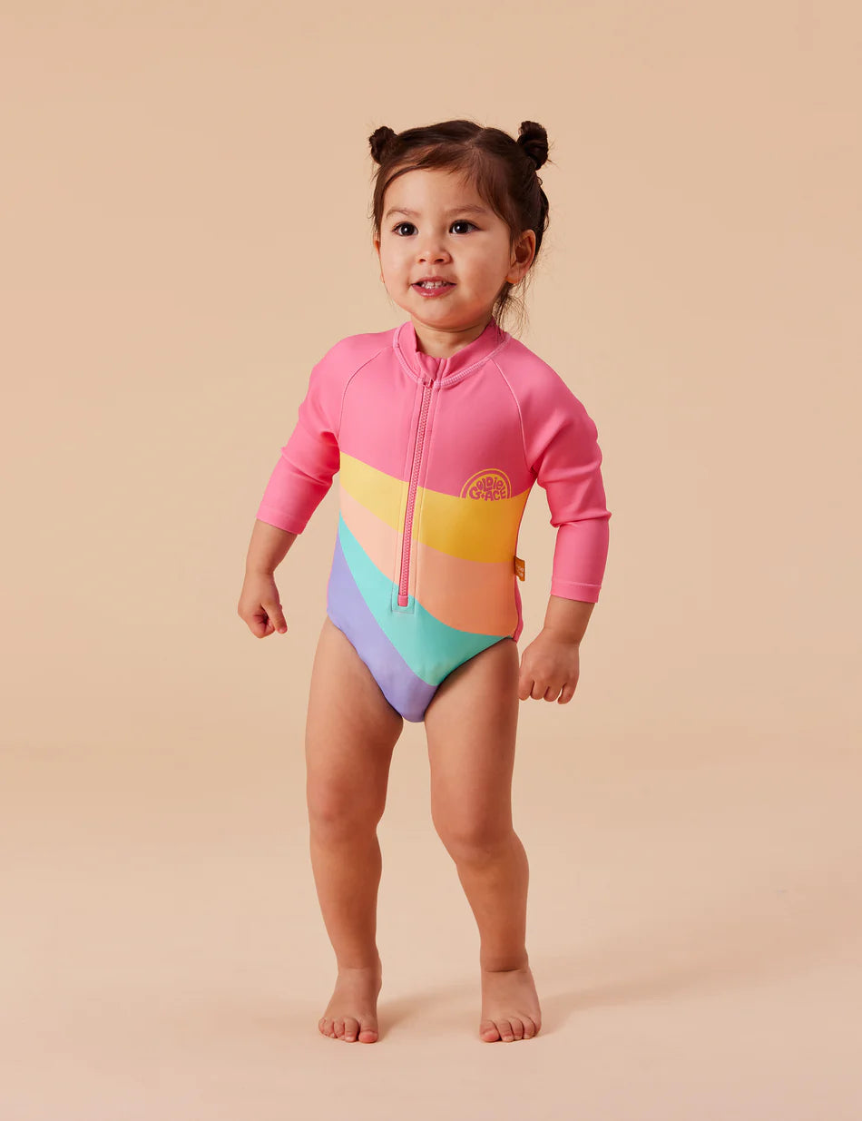 Swimsuit | Long Sleeve - Ride The Wave - Pink Multi