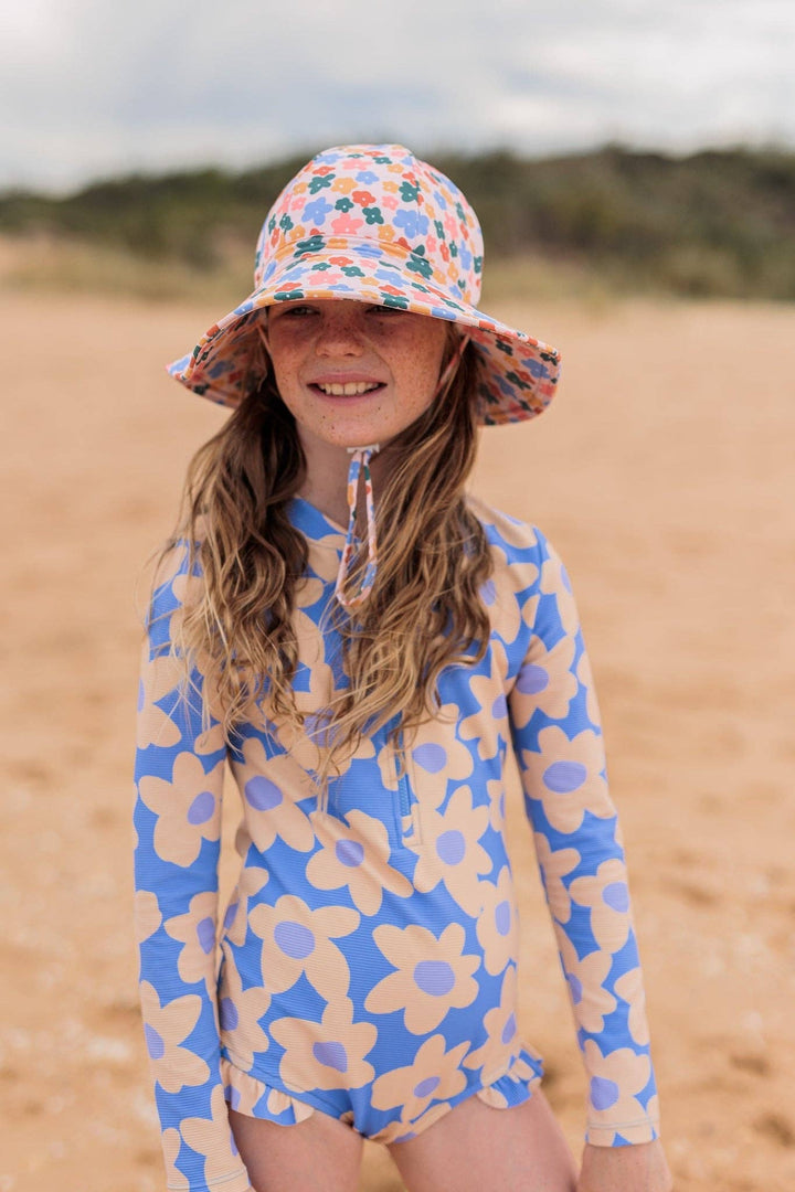 Swim Hat | Wide Brim - Flower Fields