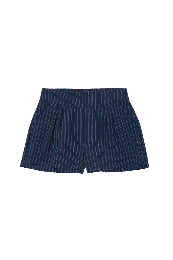 Shorts | Linen Stripe - Navy