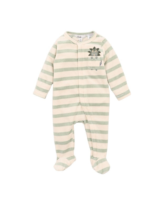 Onesie | Velour - LS Zip - Isaac Stripe