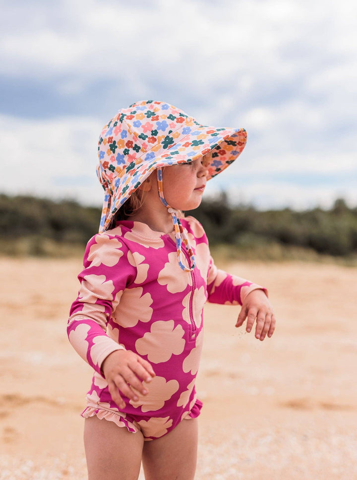 Swim Hat | Wide Brim - Flower Fields