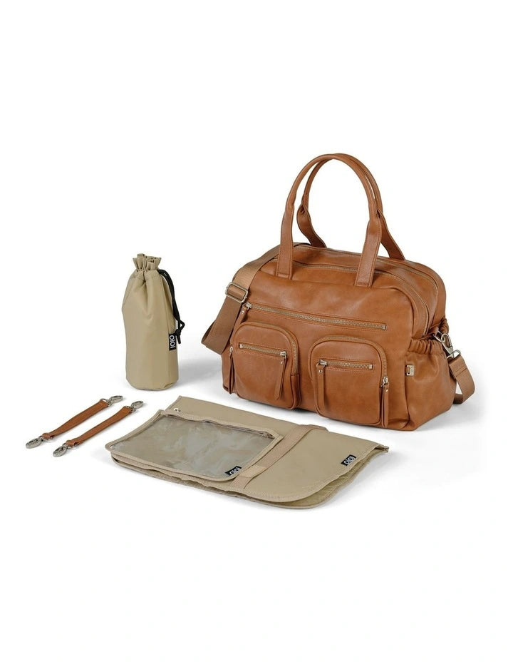 Carry All Nappy Bag - Tan Vegan Leather