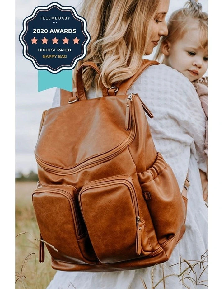 Nappy Backpack | Signature - Tan Vegan Leather