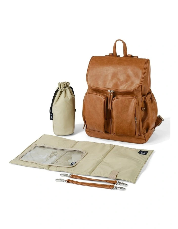 Nappy Backpack | Signature - Tan Vegan Leather