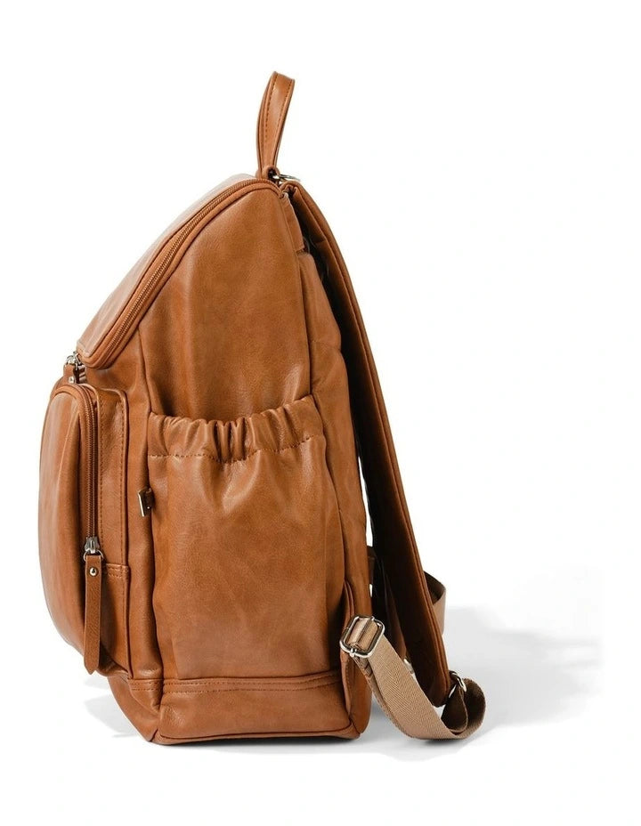 Nappy Backpack | Signature - Tan Vegan Leather