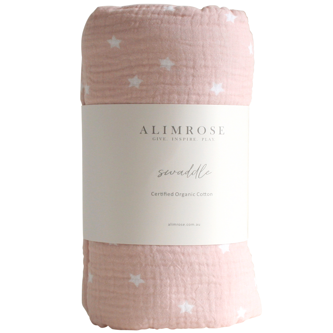 Swaddle | Muslin - Starry Night Pink