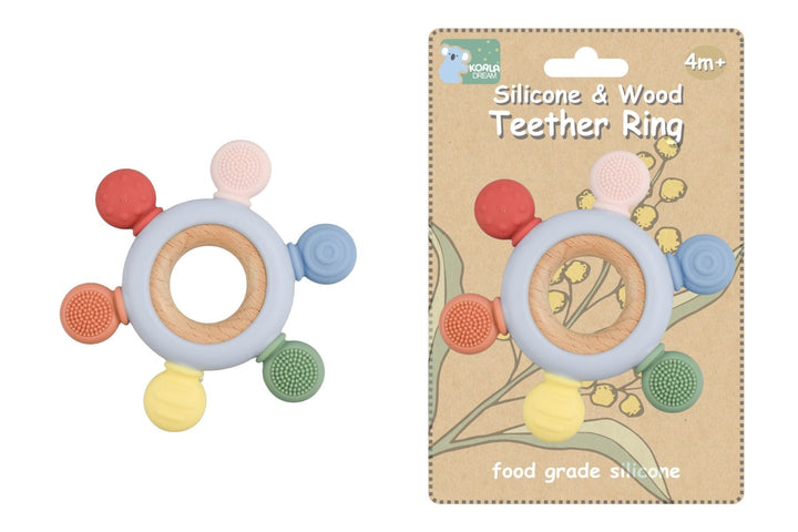 Silicone and Wood Teether Ring