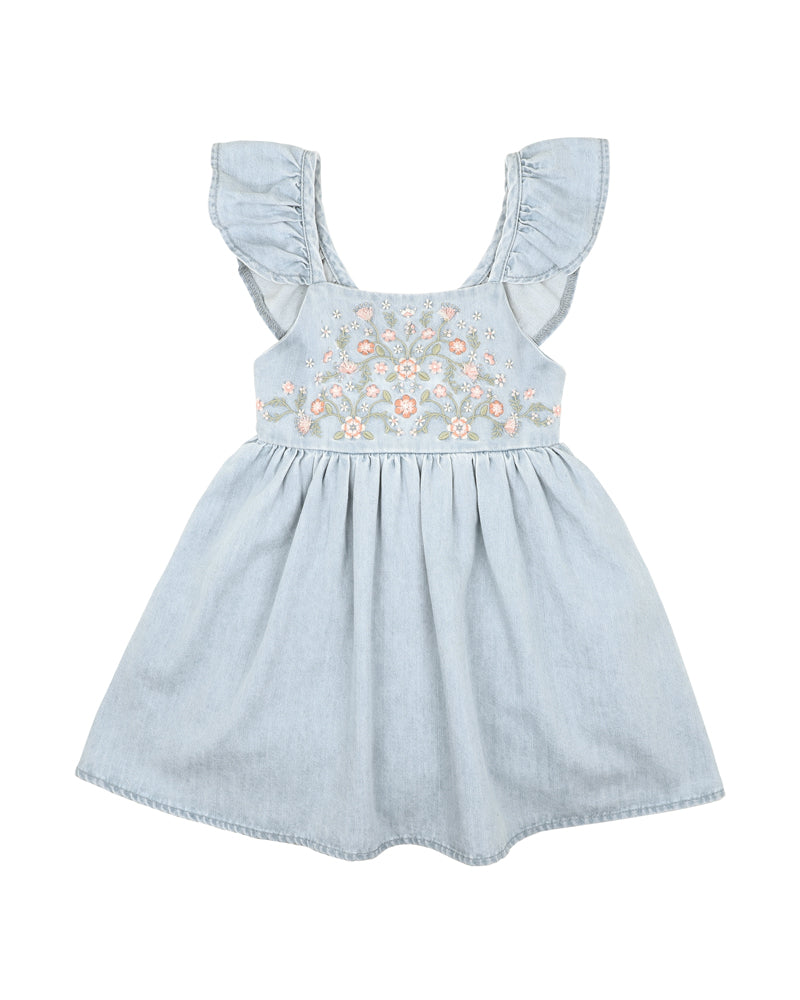 Dress | Embroidered - Palm Cove Denim Blue