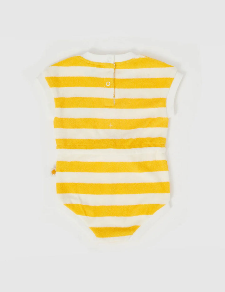 Romper | Terry Towelling Little Fishy - Lemon Stripe