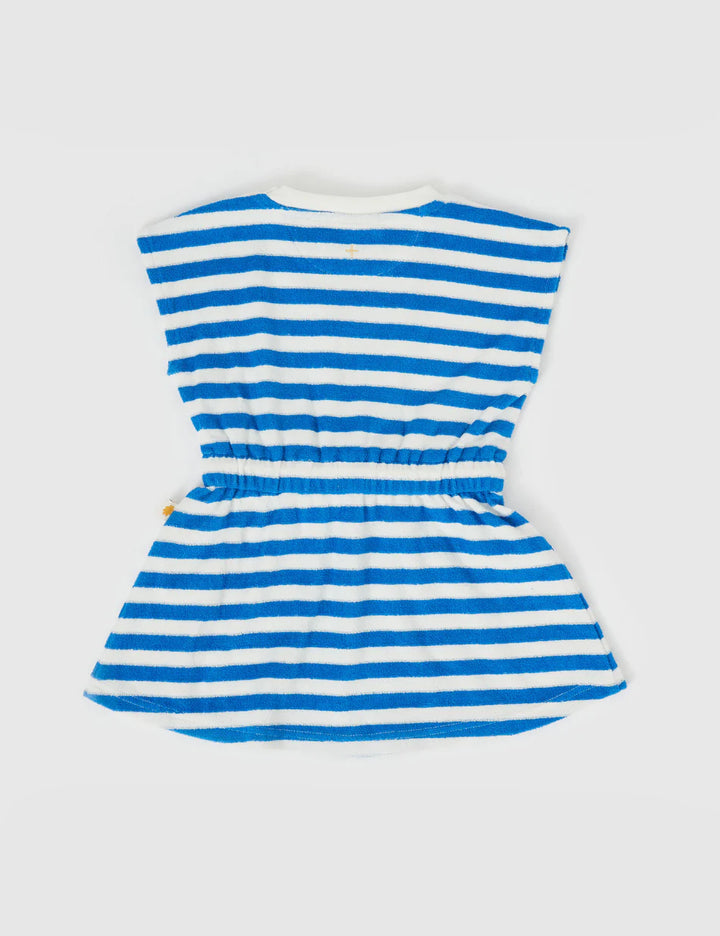 Dress | Terry Towelling Little Fishy - Azure Stripe