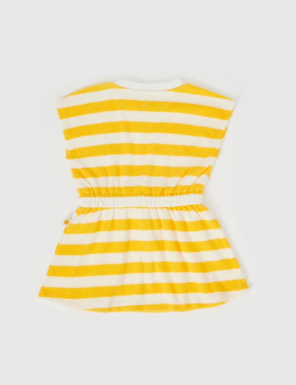 Dress | Terry Towelling Little Fishy - Lemon Stripe