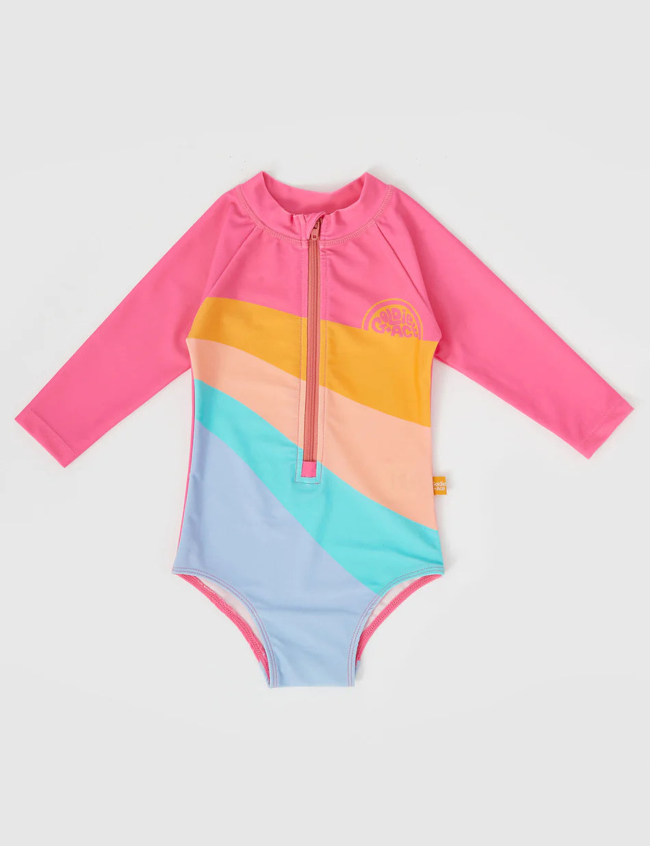 Swimsuit | Long Sleeve - Ride The Wave - Pink Multi