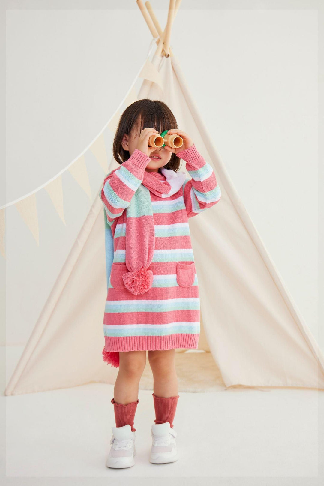 Dress | Striped Knit - Dusty Pink