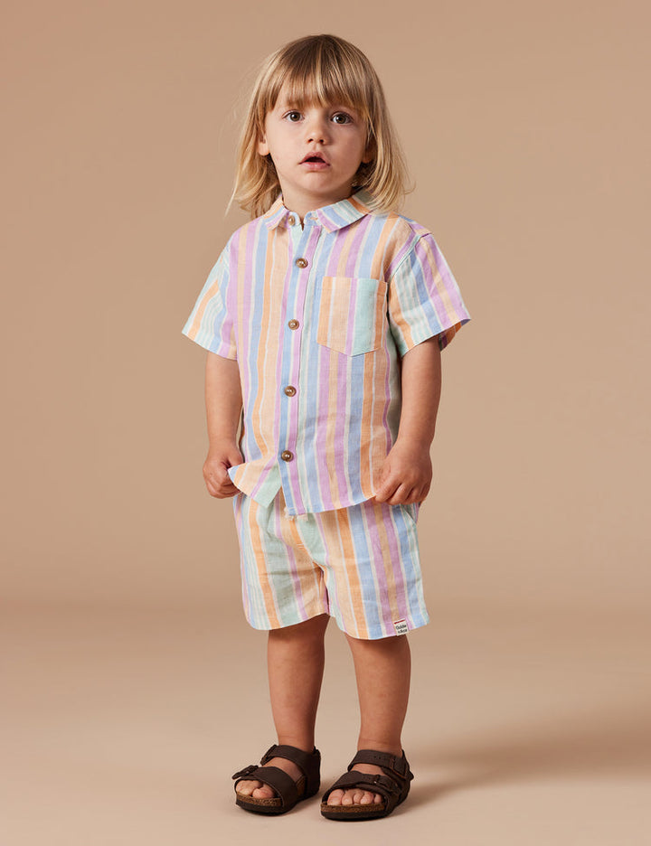 Shorts | Noah Linen - Pastel Stripe