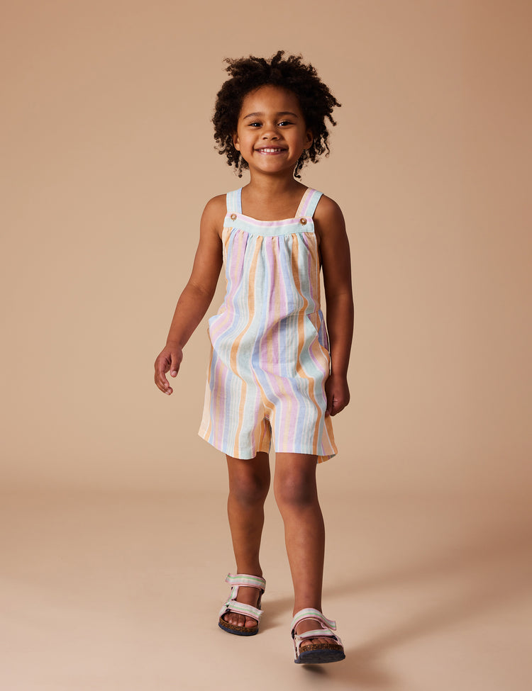 Shortalls | Capri A Line - Pastel Stripe