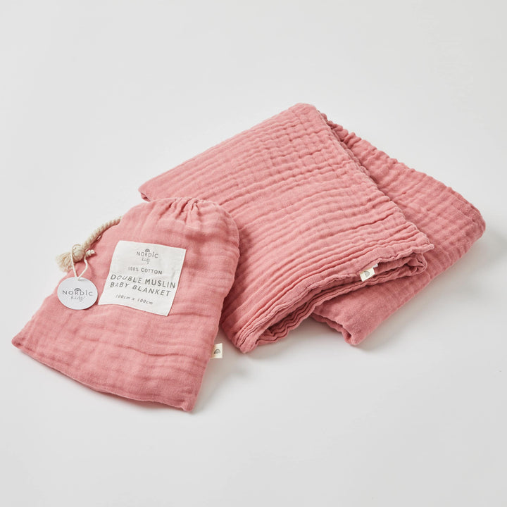 Muslin Blanket | Double Cotton - Dusty Rose