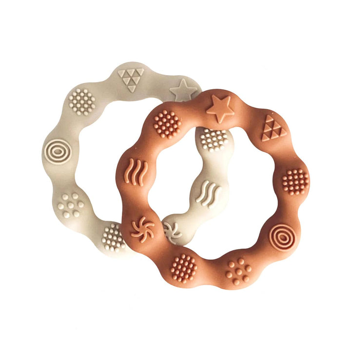 Teether | 2pk Textured Sensory - Tan & Cream