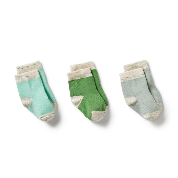 Socks | 3pk Baby - Mint Green, Cactus, Smoke Blue