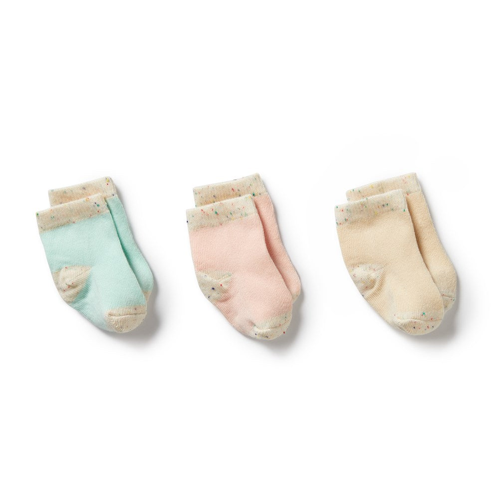 Socks | 3pk Baby - Mint Green, Cream, Pink