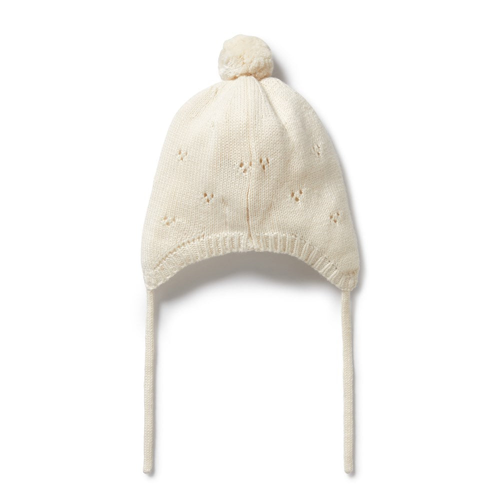 Knitted Pointelle Bonnet | Ecru