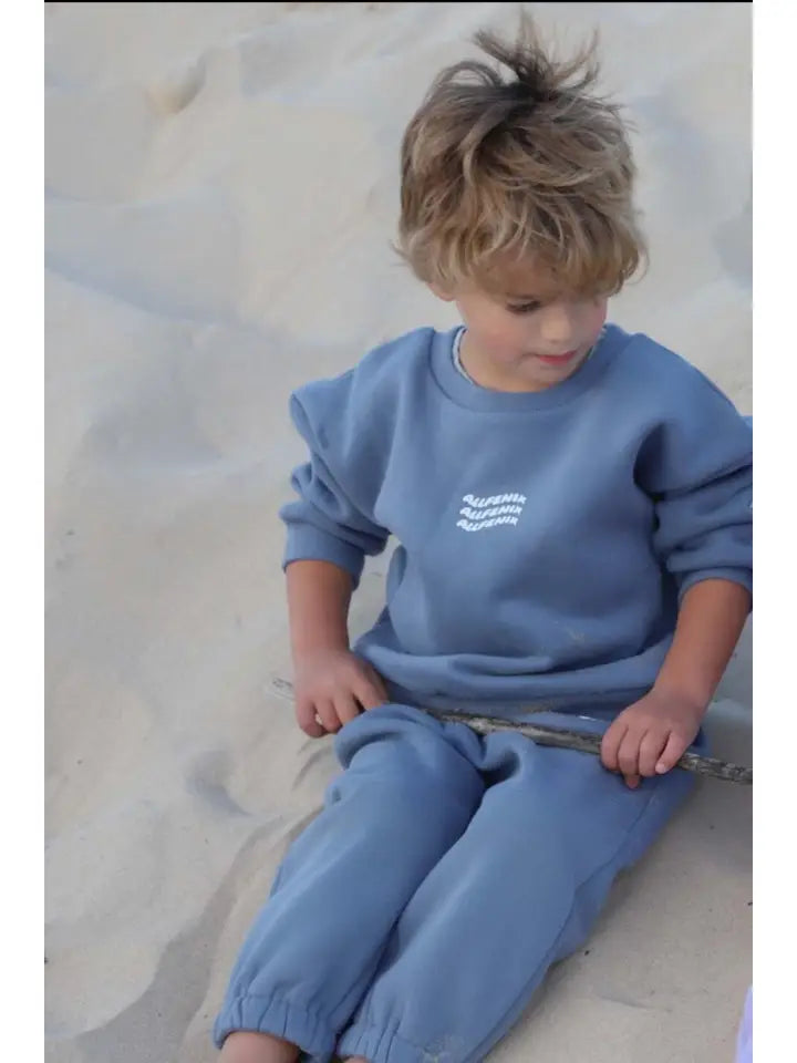 Track Pants | Mini Waves - Steel Blue