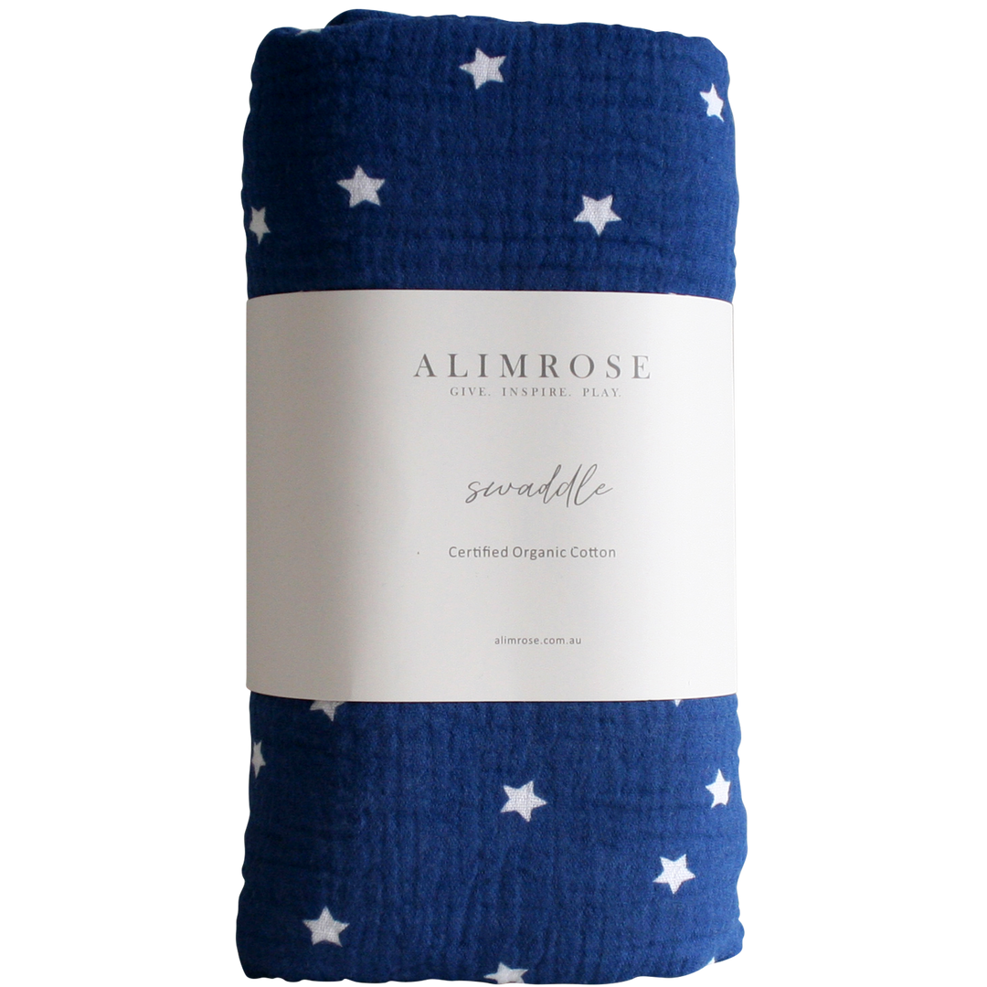 Swaddle | Muslin - Starry Night Navy