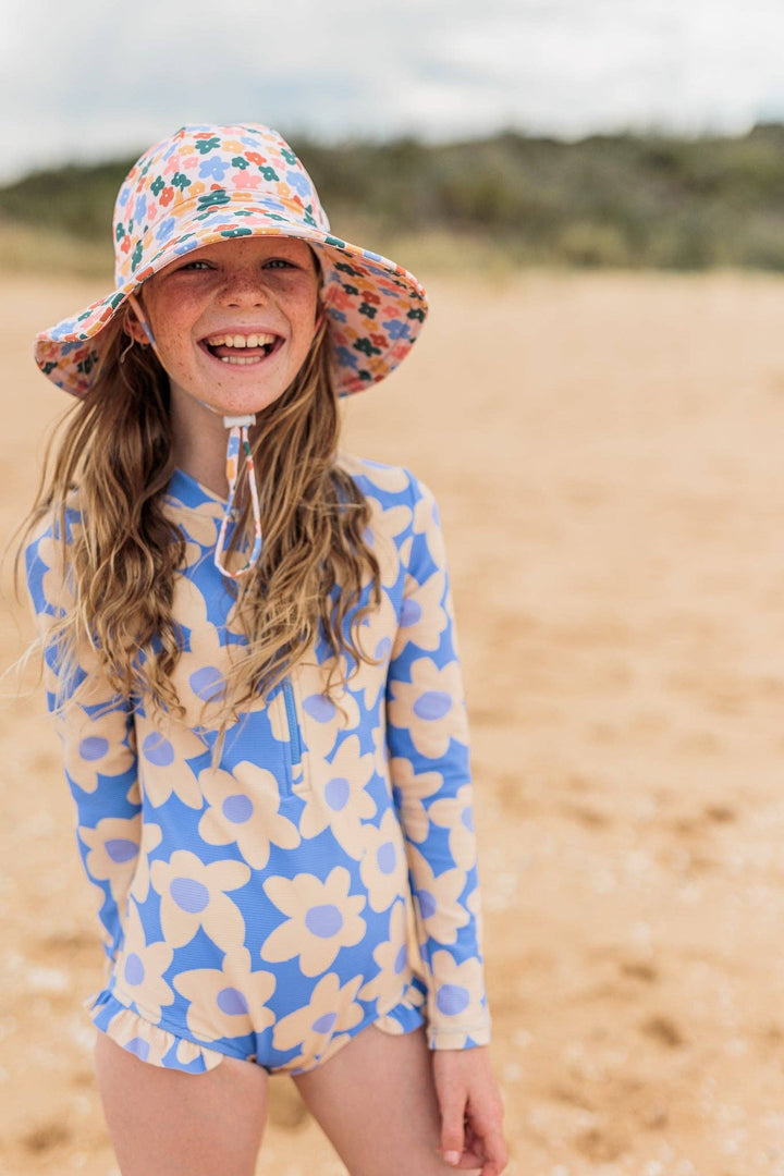 Swim Hat | Wide Brim - Flower Fields