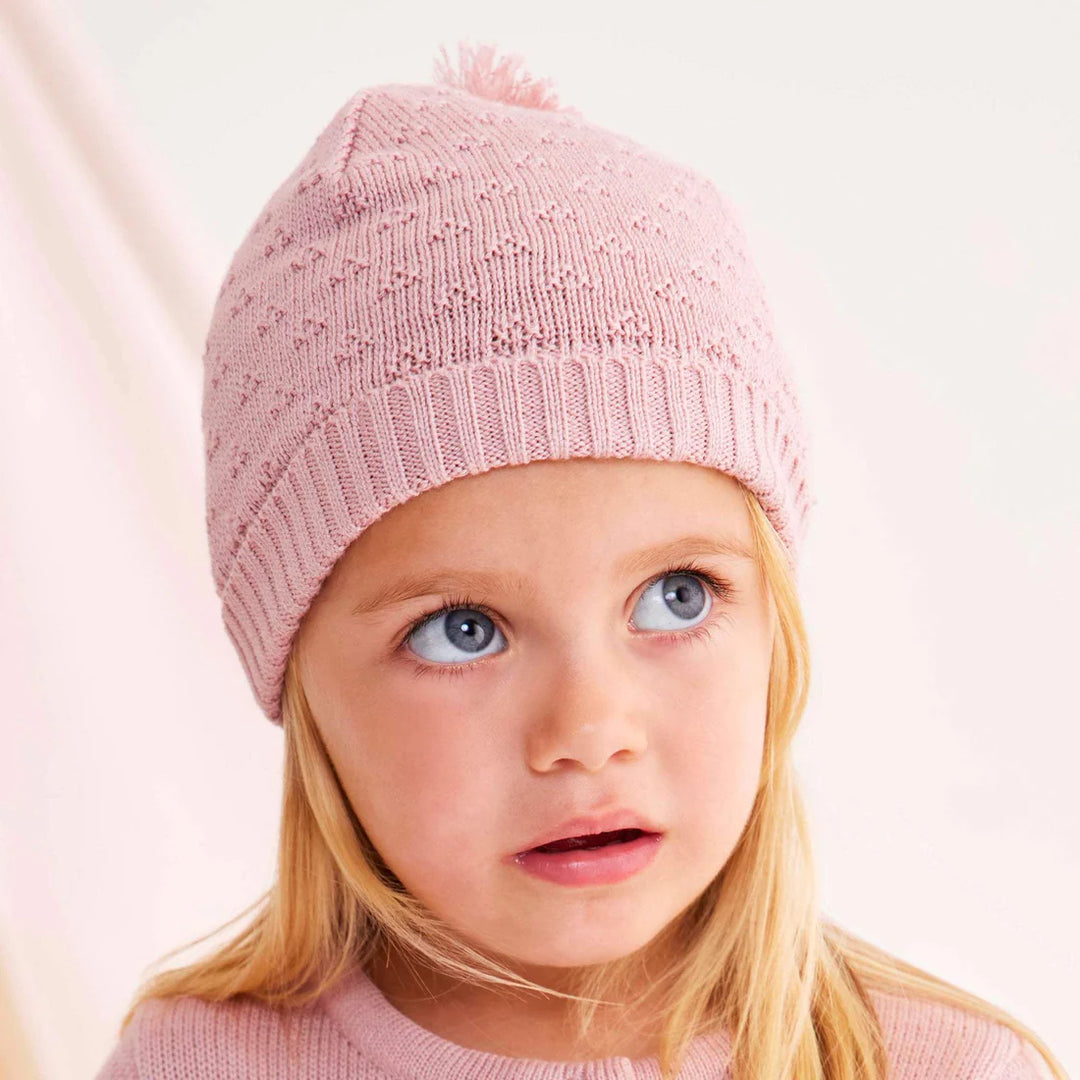 Beanie | Herringbone - Dusty Pink